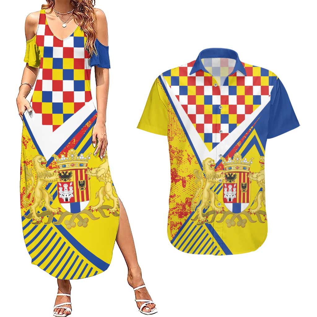 Personalized Belgium Antwerp Province Couples Matching Summer Maxi Dress and Hawaiian Shirt