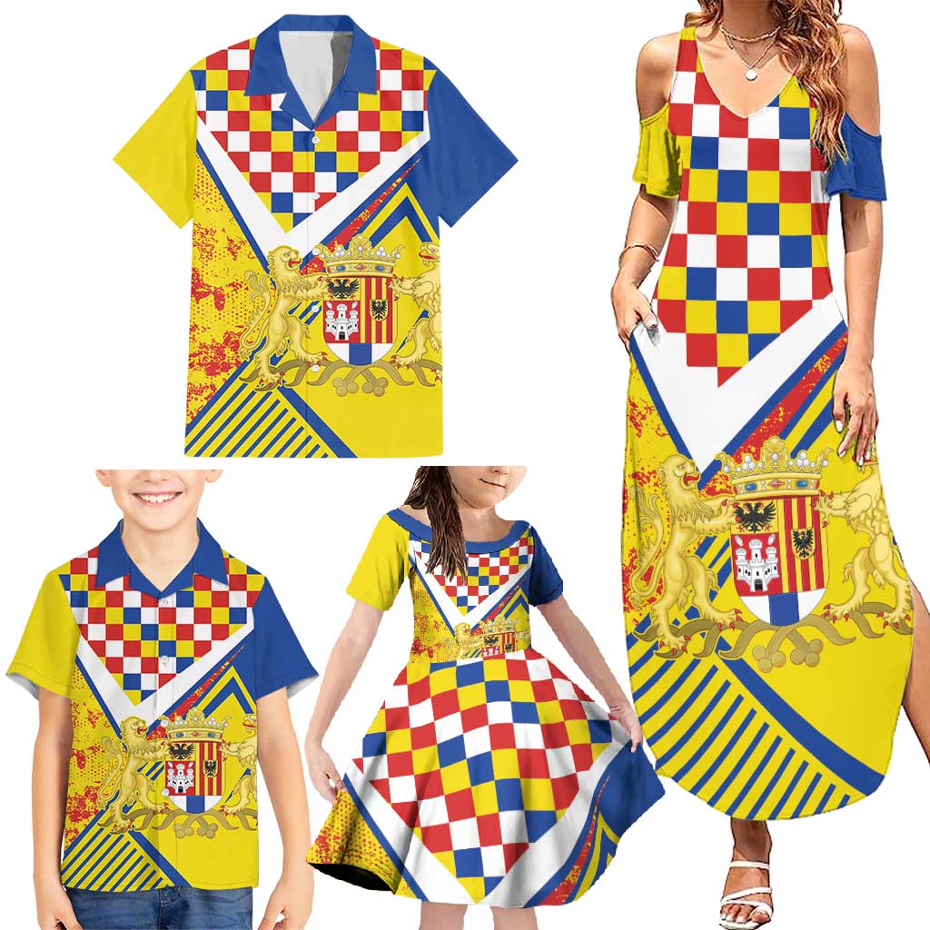 Personalized Belgium Antwerp Province Family Matching Summer Maxi Dress and Hawaiian Shirt