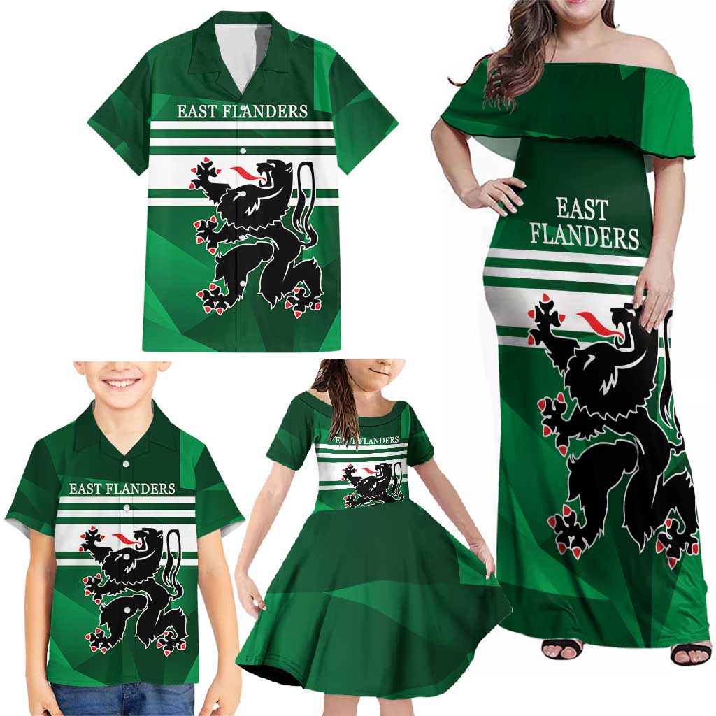 Personalized Belgium East Flanders Family Matching Off Shoulder Maxi Dress and Hawaiian Shirt