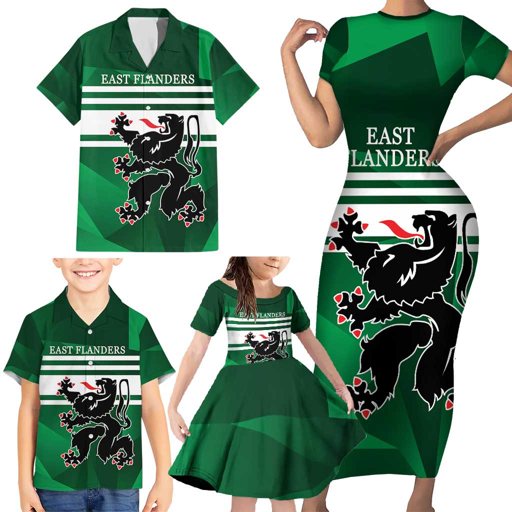 Personalized Belgium East Flanders Family Matching Short Sleeve Bodycon Dress and Hawaiian Shirt