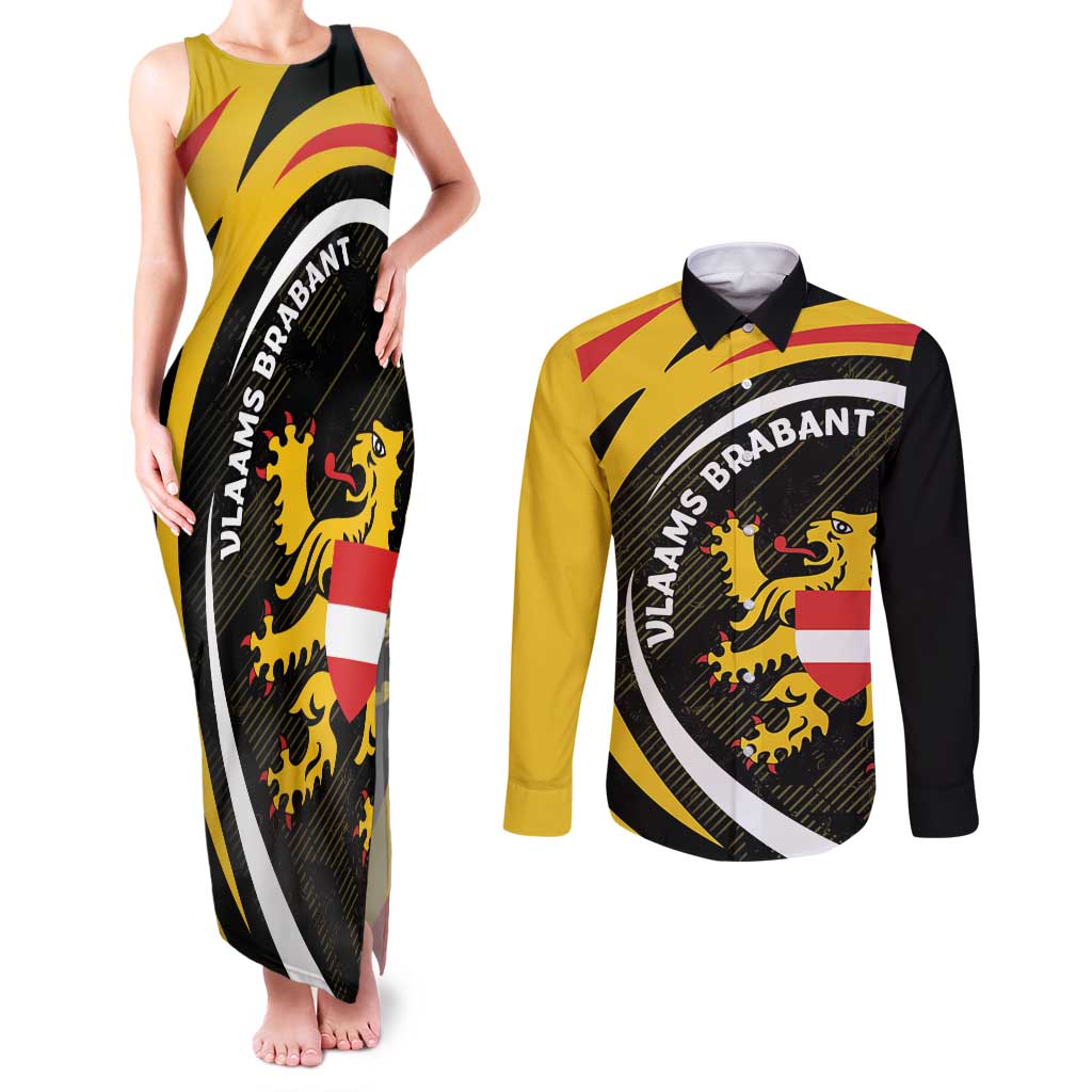 Personalized Belgium Flemish Brabant Couples Matching Tank Maxi Dress and Long Sleeve Button Shirt