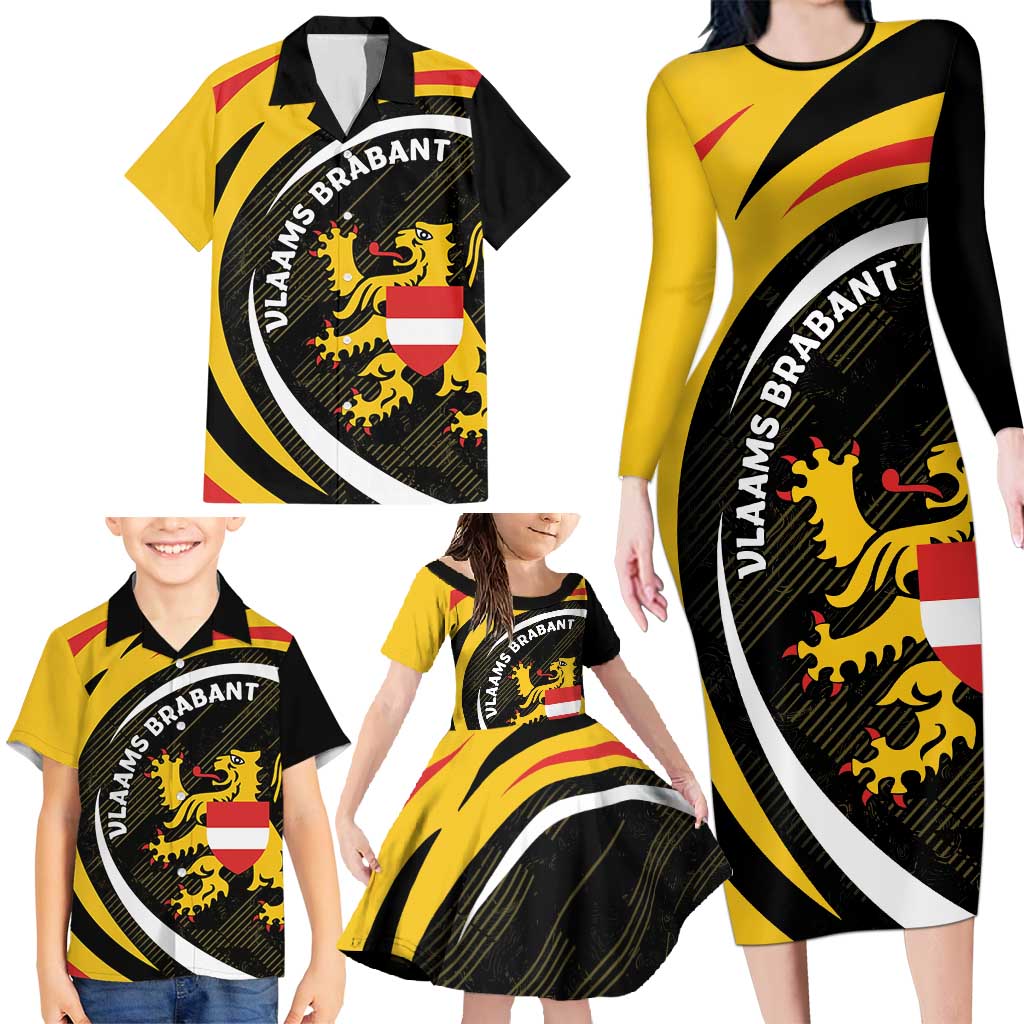 Personalized Belgium Flemish Brabant Family Matching Long Sleeve Bodycon Dress and Hawaiian Shirt