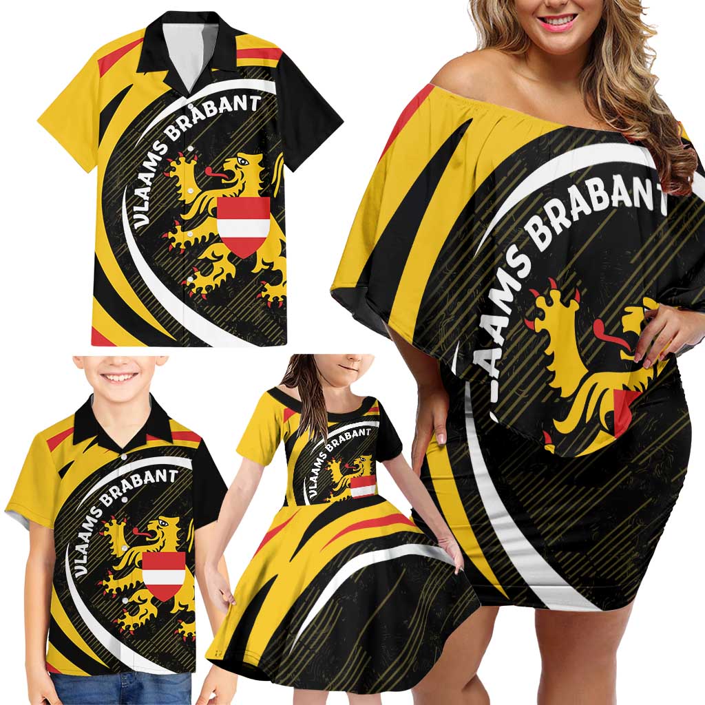 Personalized Belgium Flemish Brabant Family Matching Off Shoulder Short Dress and Hawaiian Shirt