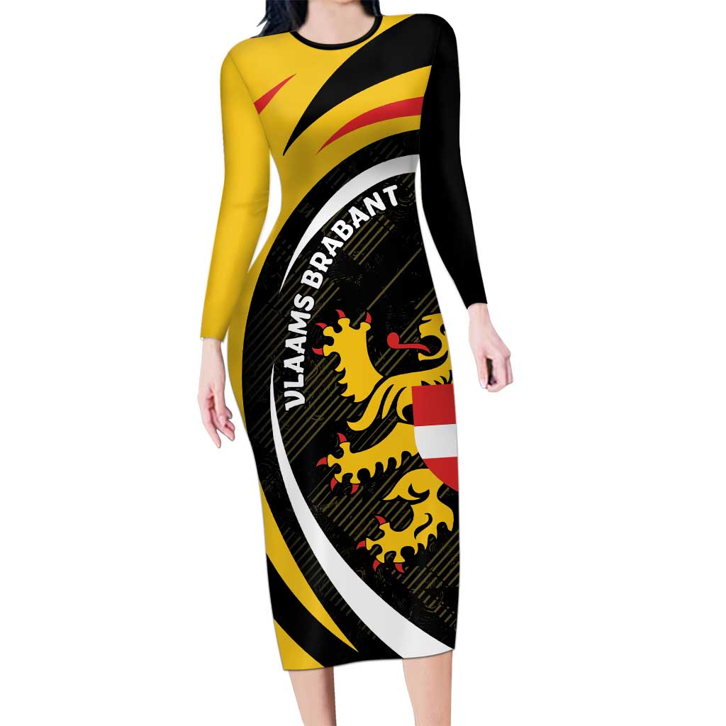 Personalized Belgium Flemish Brabant Long Sleeve Bodycon Dress