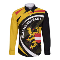 Gold and black long-sleeve button shirt with Flemish Brabant crest graphic