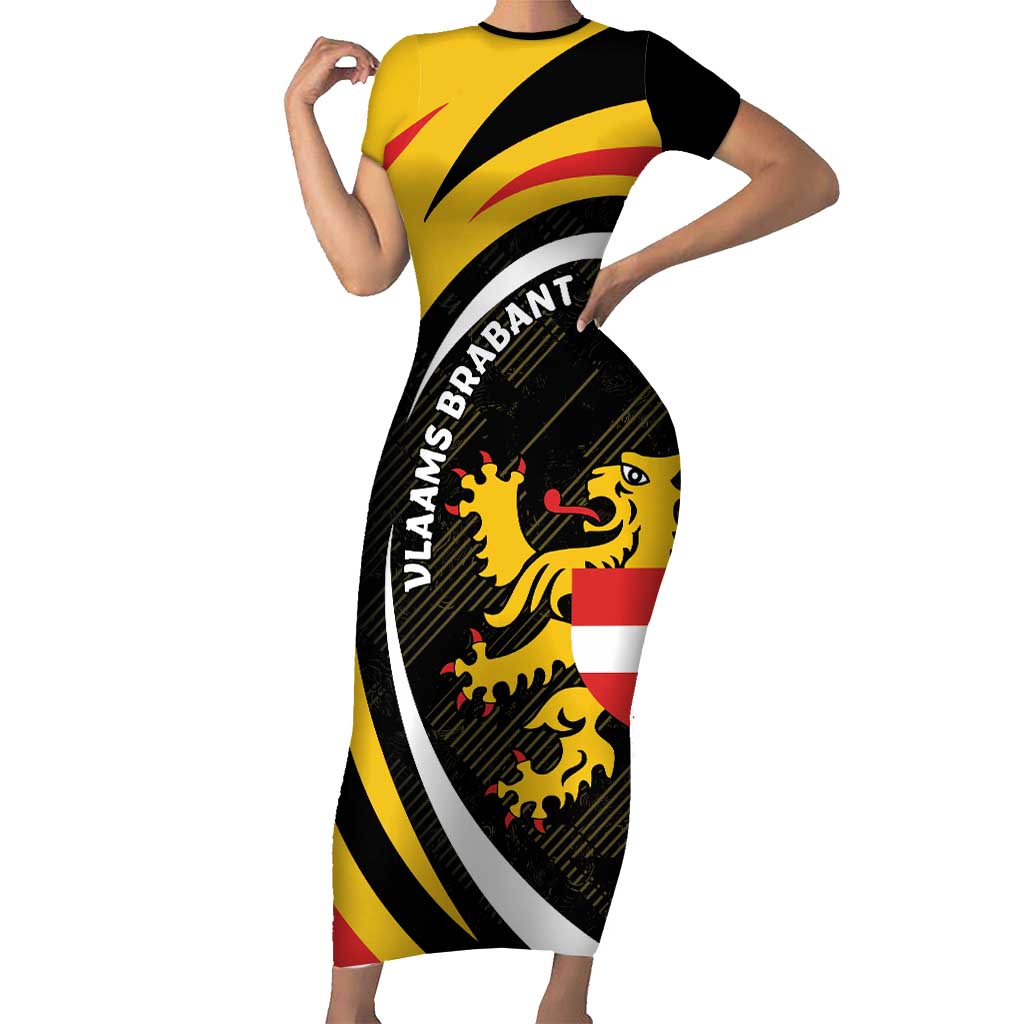 Personalized Belgium Flemish Brabant Short Sleeve Bodycon Dress