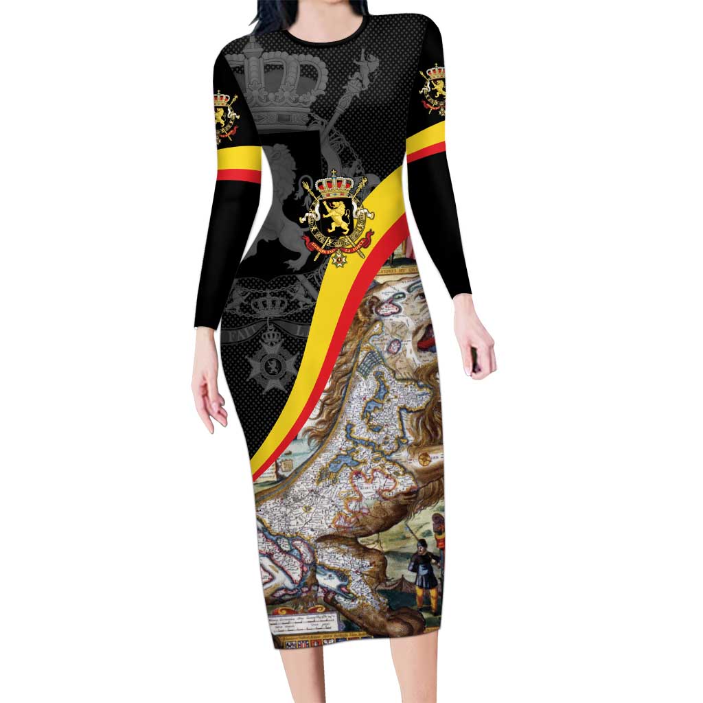 Belgium Leo Belgicus Long Sleeve Bodycon Dress