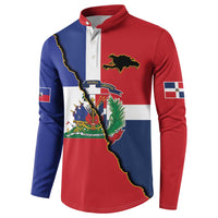 Hispaniola Personalized Button Sweatshirt Dominican Republic Haiti Flag Together