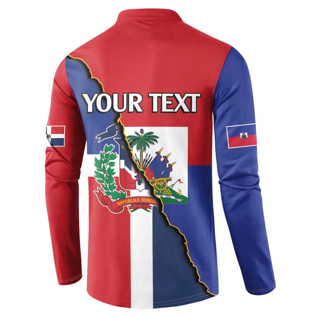 Hispaniola Personalized Button Sweatshirt Dominican Republic Haiti Flag Together