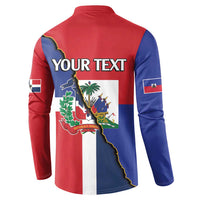 Hispaniola Personalized Button Sweatshirt Dominican Republic Haiti Flag Together