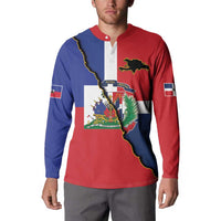 Hispaniola Personalized Button Sweatshirt Dominican Republic Haiti Flag Together