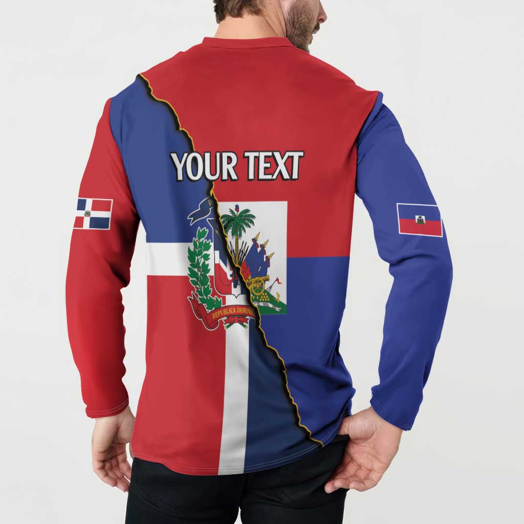 Hispaniola Personalized Button Sweatshirt Dominican Republic Haiti Flag Together