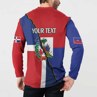 Hispaniola Personalized Button Sweatshirt Dominican Republic Haiti Flag Together
