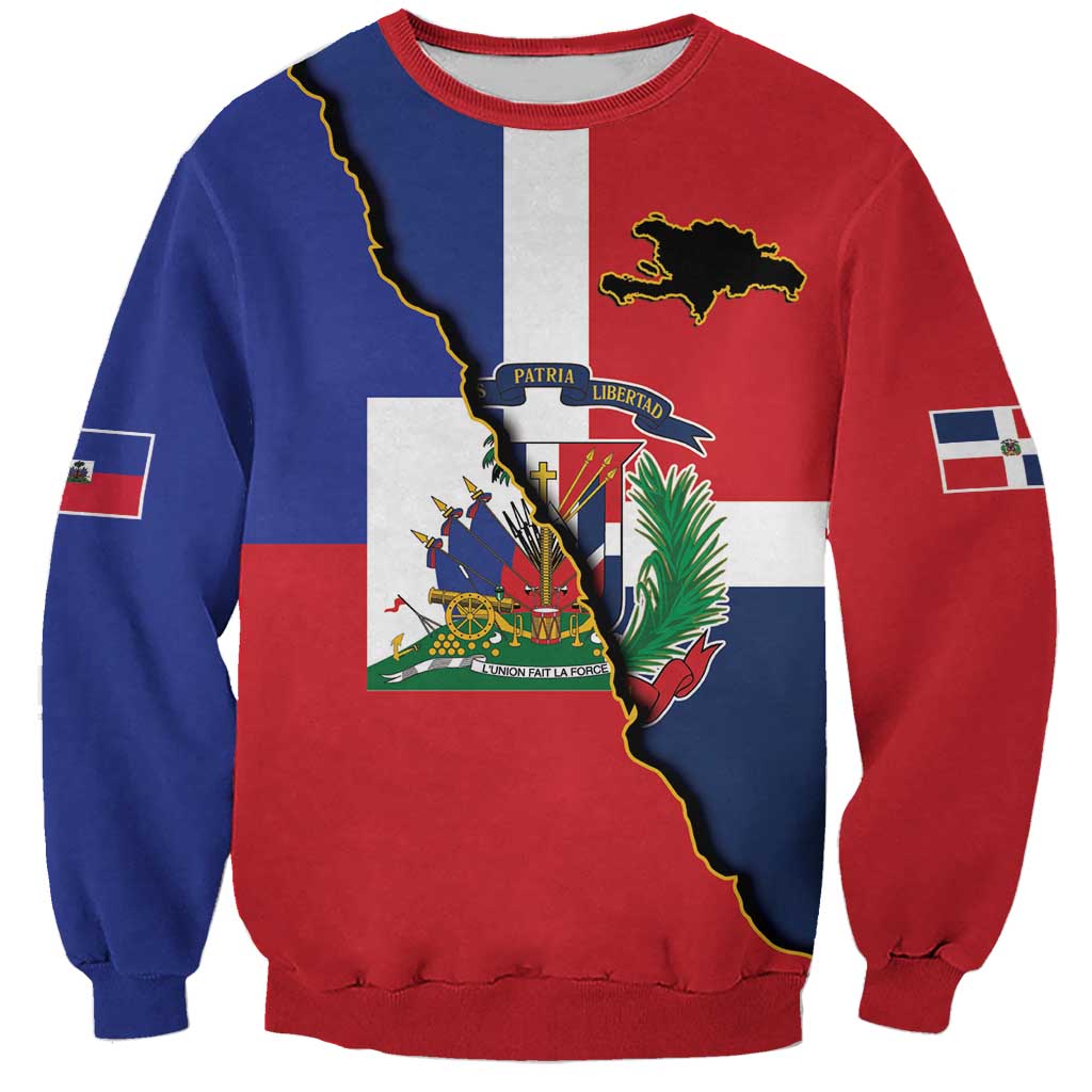 Hispaniola Personalized Sweatshirt Dominican Republic Haiti Flag Together
