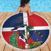 Hispaniola Map Beach Blanket Dominican Republic Haiti Flag Together