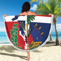 Hispaniola Map Beach Blanket Dominican Republic Haiti Flag Together