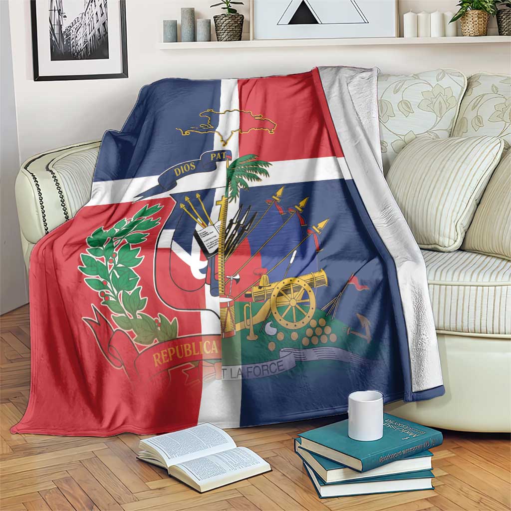 Hispaniola Map Blanket Dominican Republic Haiti Flag Together