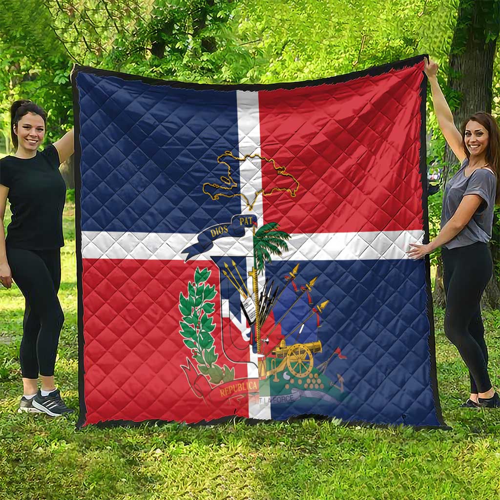Hispaniola Map Quilt Dominican Republic Haiti Flag Together