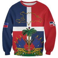 Hispaniola Map Sweatshirt Dominican Republic Haiti Flag Together
