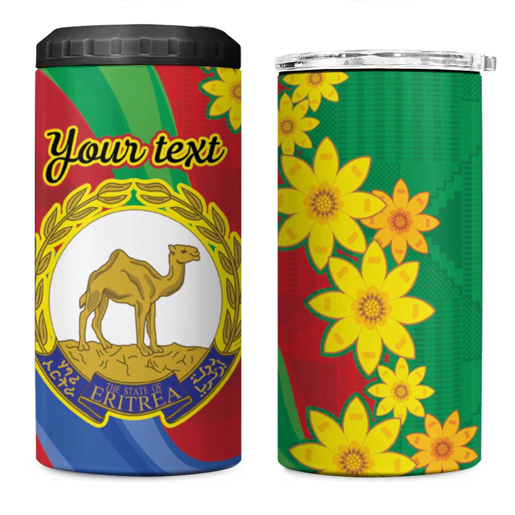 Eritrea New Year Personalized 4 in 1 Can Cooler Tumbler Enkutatash Adey Abeba Flower Art