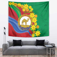 Personalized Eritrea New Year tapestry with camel emblem, flower border, and 'Your text'