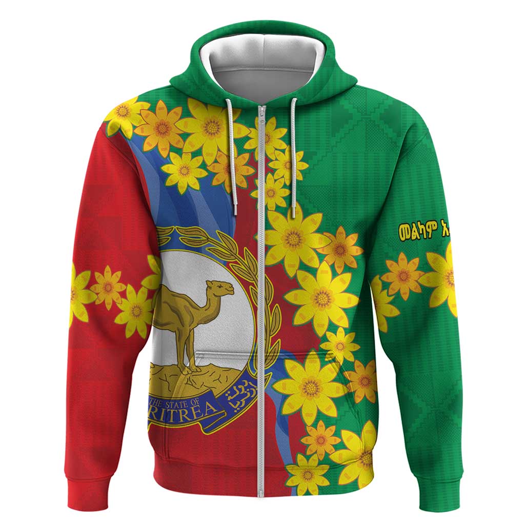 Eritrea New Year Personalized Zip Hoodie Enkutatash Adey Abeba Flower Art - Wonder Print Shop