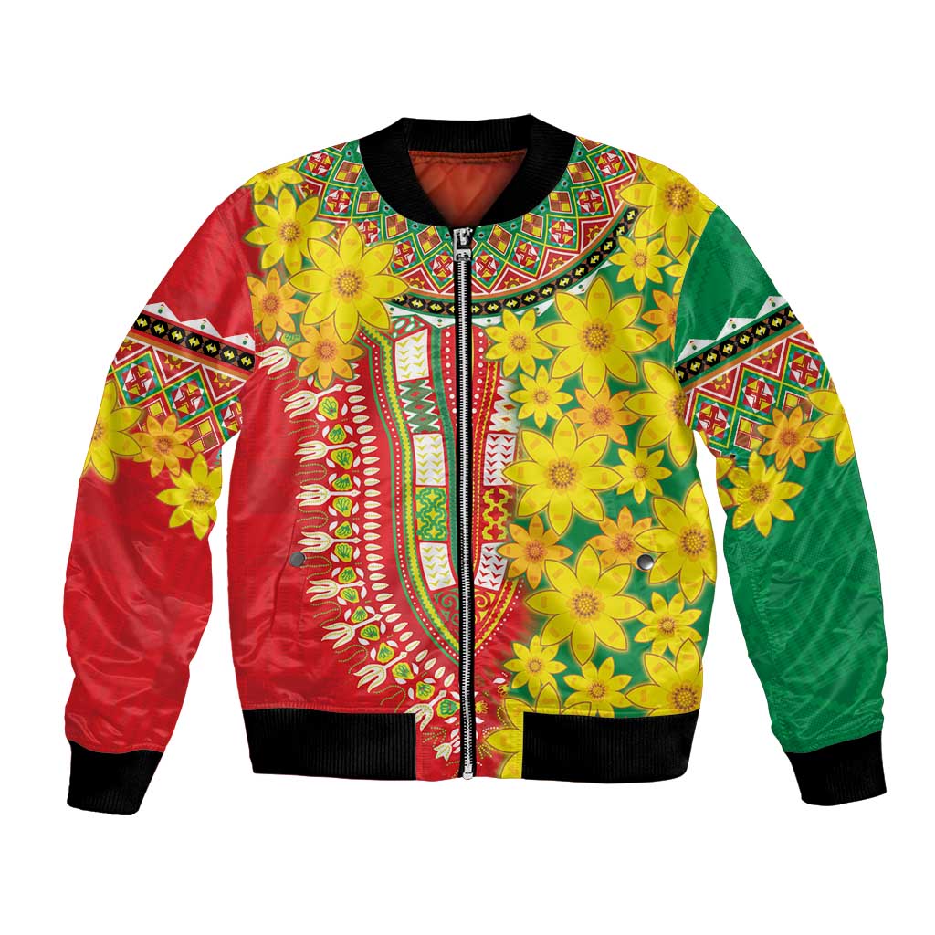 Ethiopian New Year Bomber Jacket Enkutatash Adey Abeba Flower Art