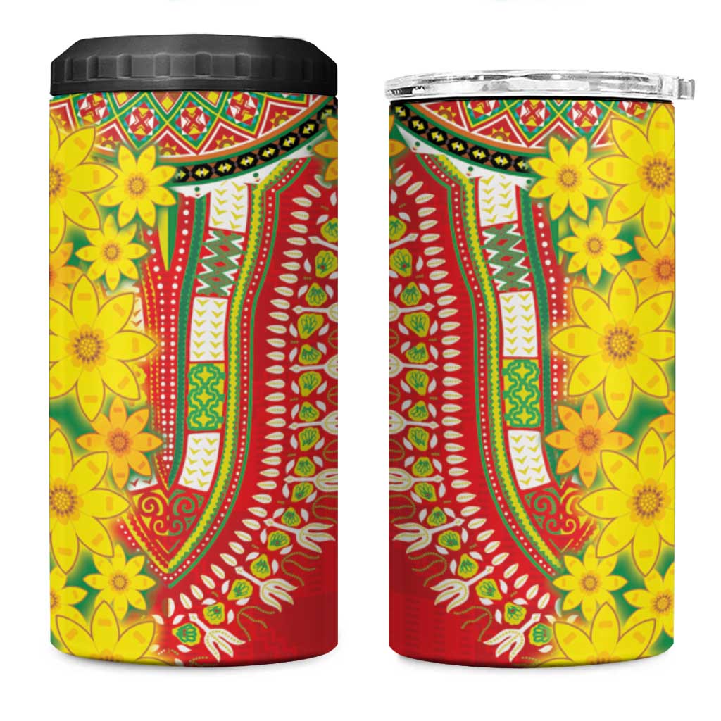 Ethiopian New Year 4 in 1 Can Cooler Tumbler Enkutatash Adey Abeba Flower Art