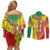 Ethiopian New Year Couples Matching Off Shoulder Short Dress and Long Sleeve Button Shirt Enkutatash Adey Abeba Flower Art