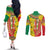 Ethiopian New Year Couples Matching Off The Shoulder Long Sleeve Dress and Long Sleeve Button Shirt Enkutatash Adey Abeba Flower Art