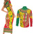 Ethiopian New Year Couples Matching Short Sleeve Bodycon Dress and Long Sleeve Button Shirt Enkutatash Adey Abeba Flower Art LT9 - Wonder Print Shop