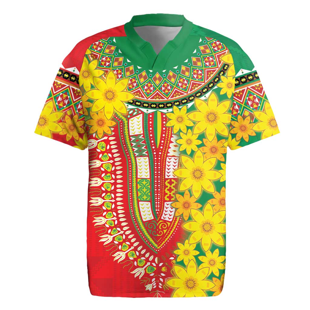 Ethiopian New Year Rugby Jersey Enkutatash Adey Abeba Flower Art