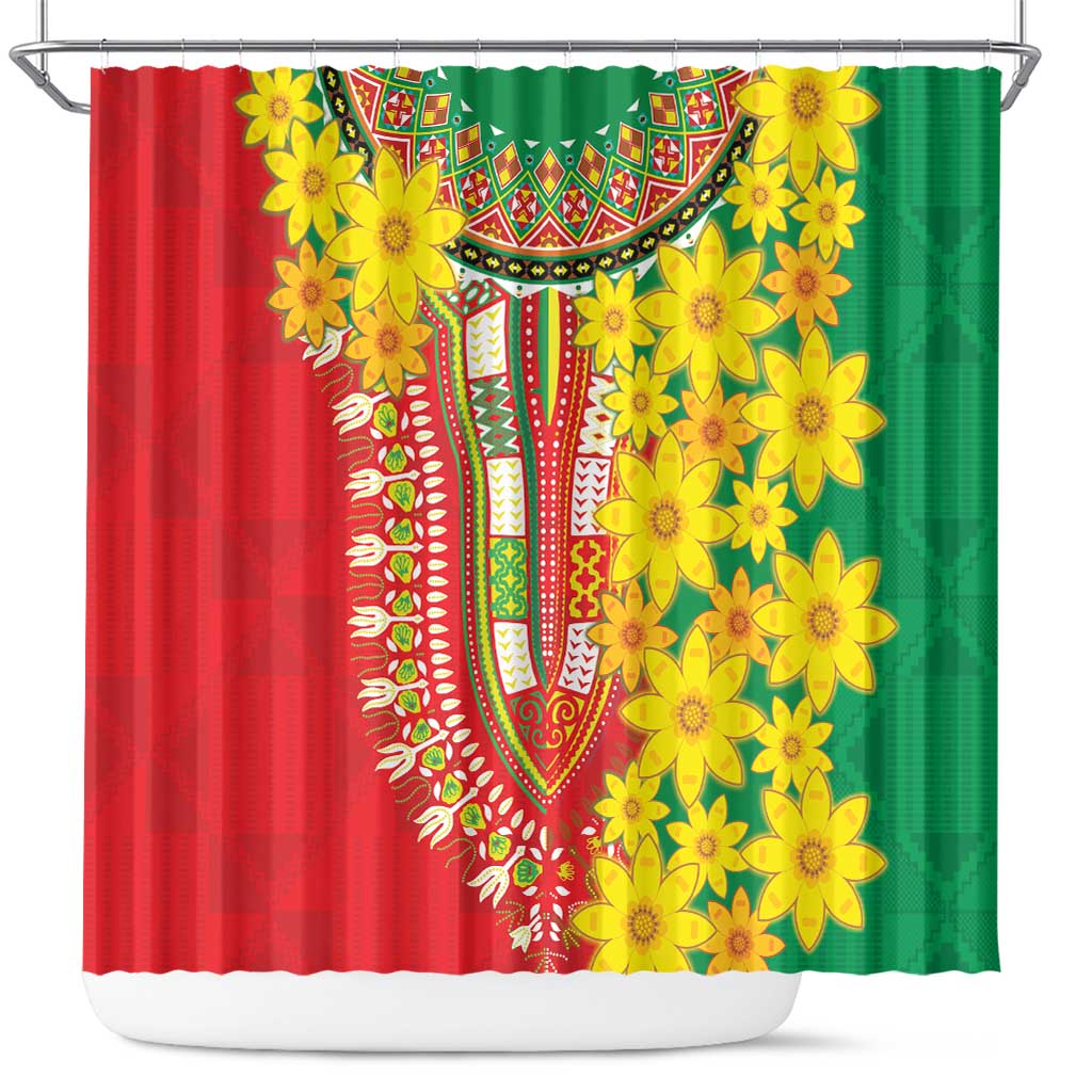 Ethiopian New Year Shower Curtain Enkutatash Adey Abeba Flower Art