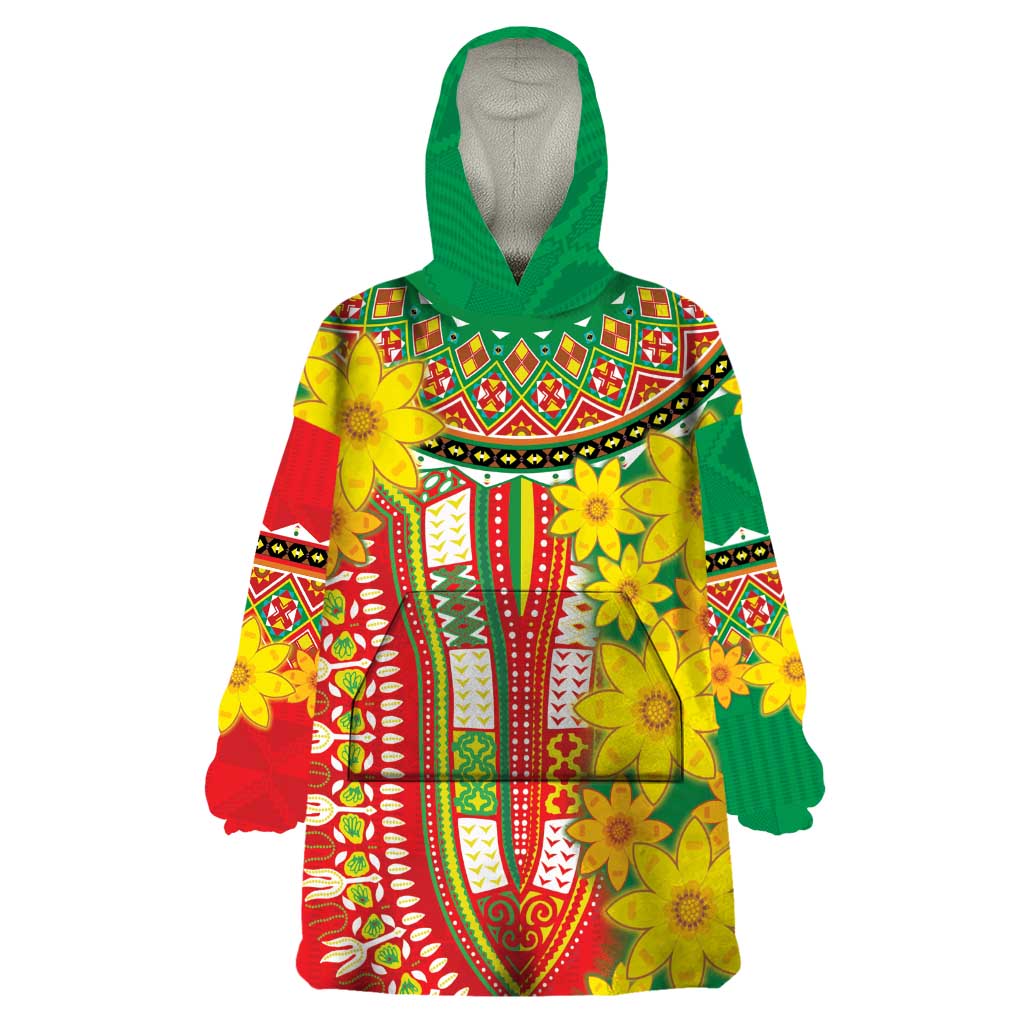 Ethiopian New Year Wearable Blanket Hoodie Enkutatash Adey Abeba Flower Art