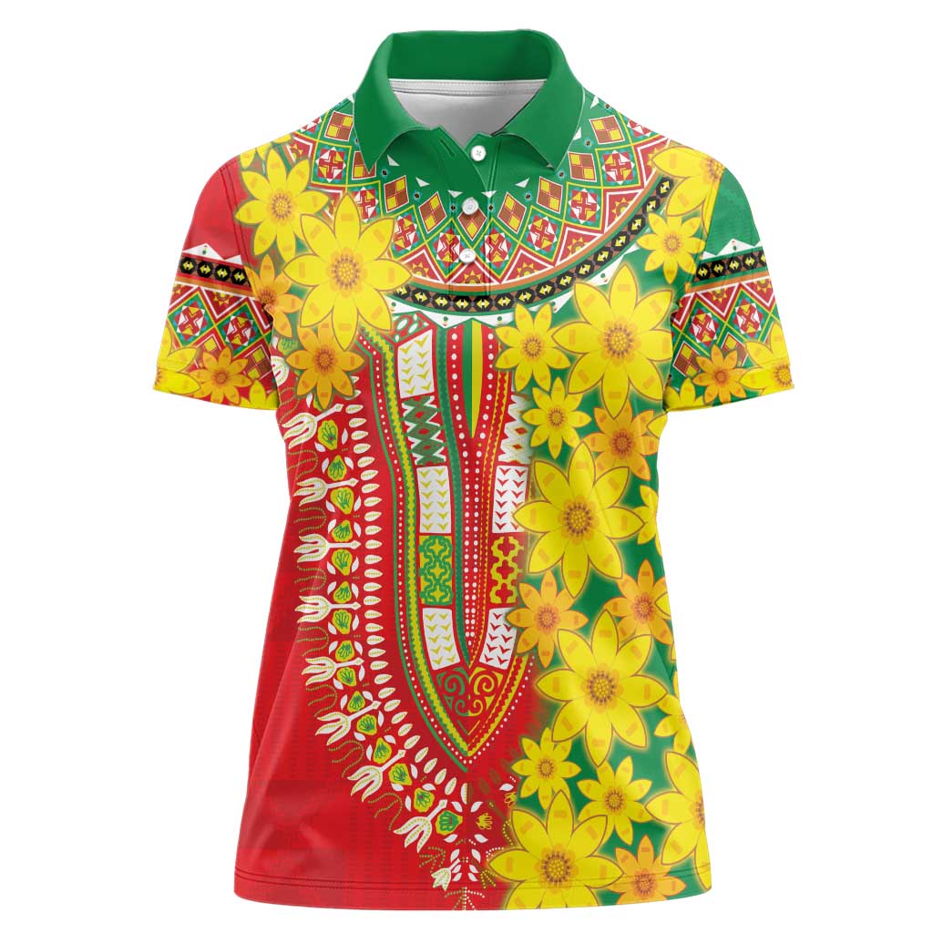 Ethiopian New Year Women Polo Shirt Enkutatash Adey Abeba Flower Art