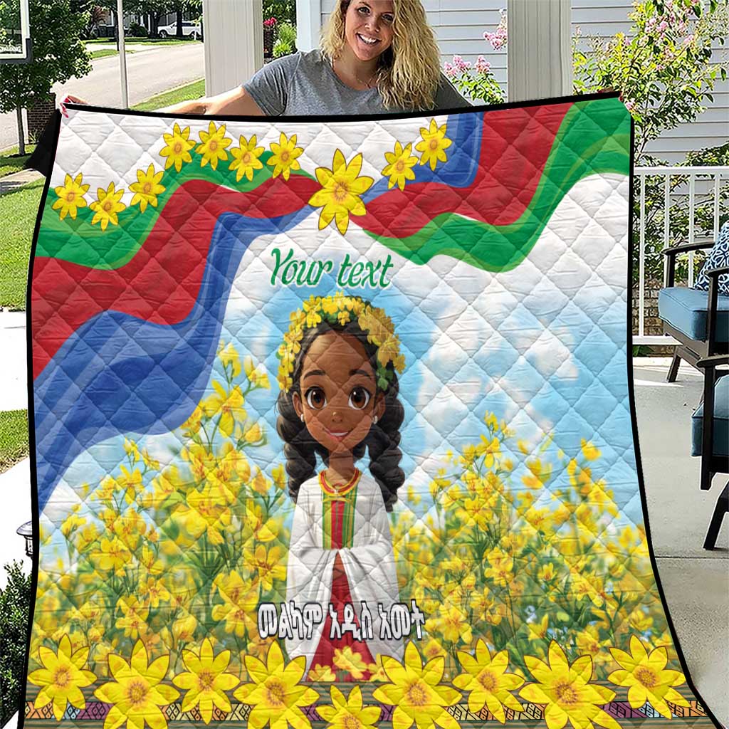 Happy Enkutatash Eritrea Personalized Quilt Beautiful Girl Adey Abeba Flower