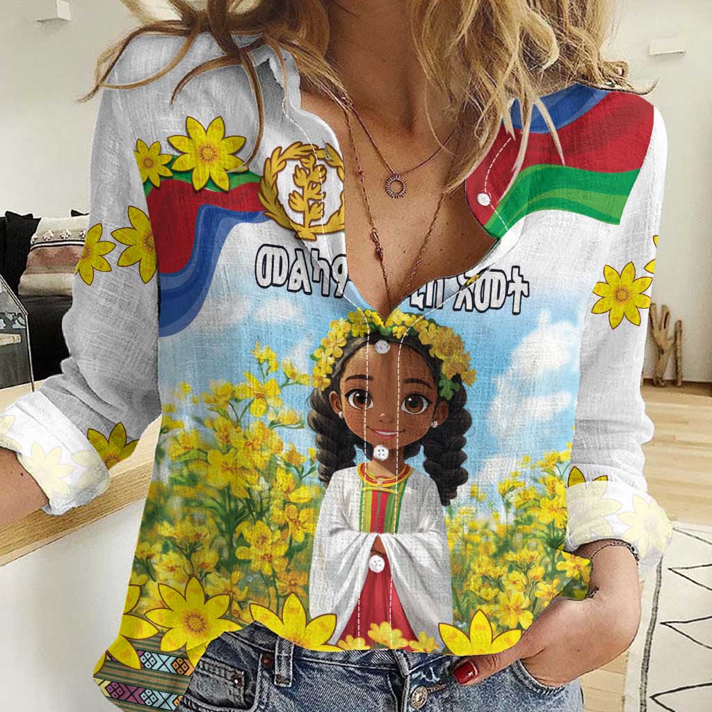 Happy Enkutatash Eritrea Personalized Women Casual Shirt Beautiful Girl Adey Abeba Flower - Wonder Print Shop