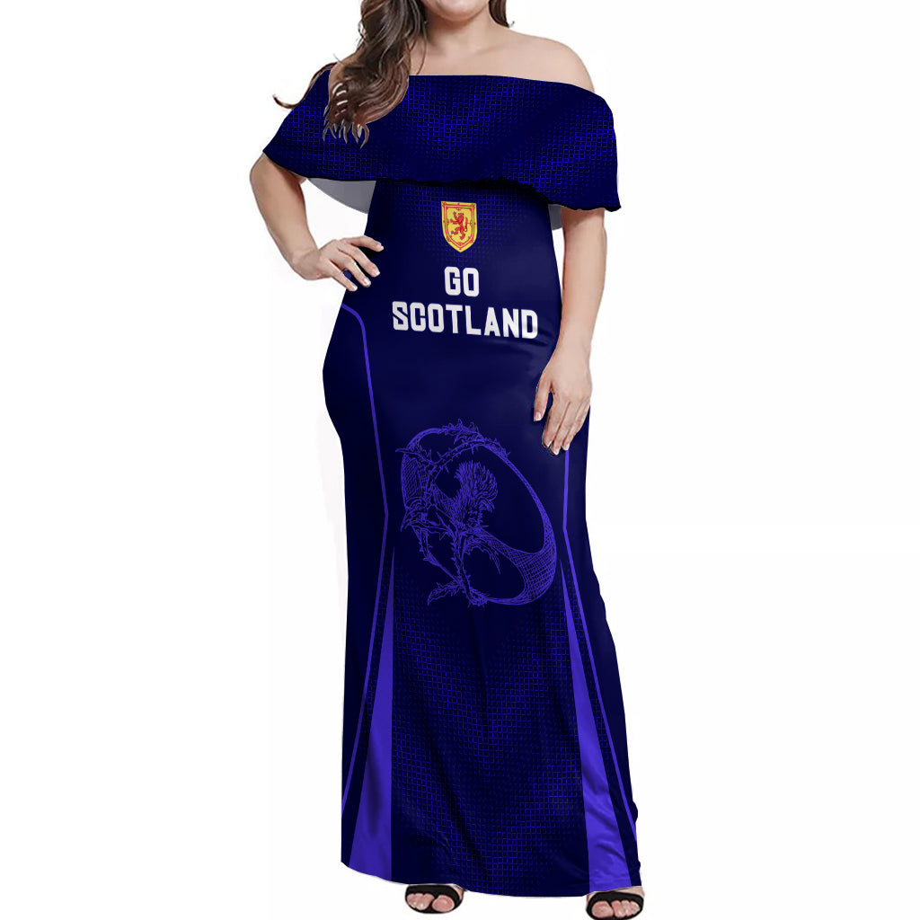 Scotland Rugby Off Shoulder Maxi Dress Scottish Thistle World Cup 2023 - Wonder Print Shop