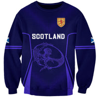 Blue Scotland sweatshirt with front 'SCOTLAND' print and crest badge