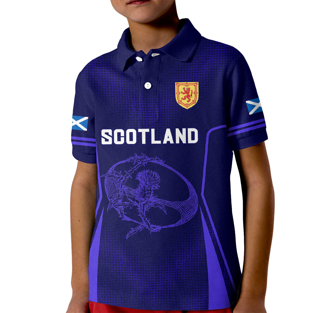 Custom Scotland Rugby Kid Polo Shirt Scottish Thistle World Cup 2023 - Wonder Print Shop