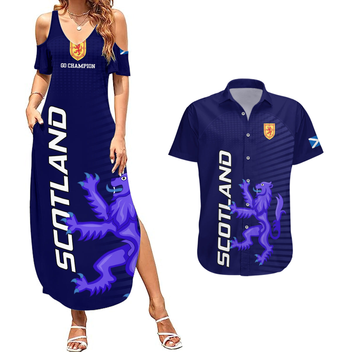 Scotland Rugby Couples Matching Summer Maxi Dress and Hawaiian Shirt Go Scottish World Cup Sporty Style LT9 - Wonder Print Shop