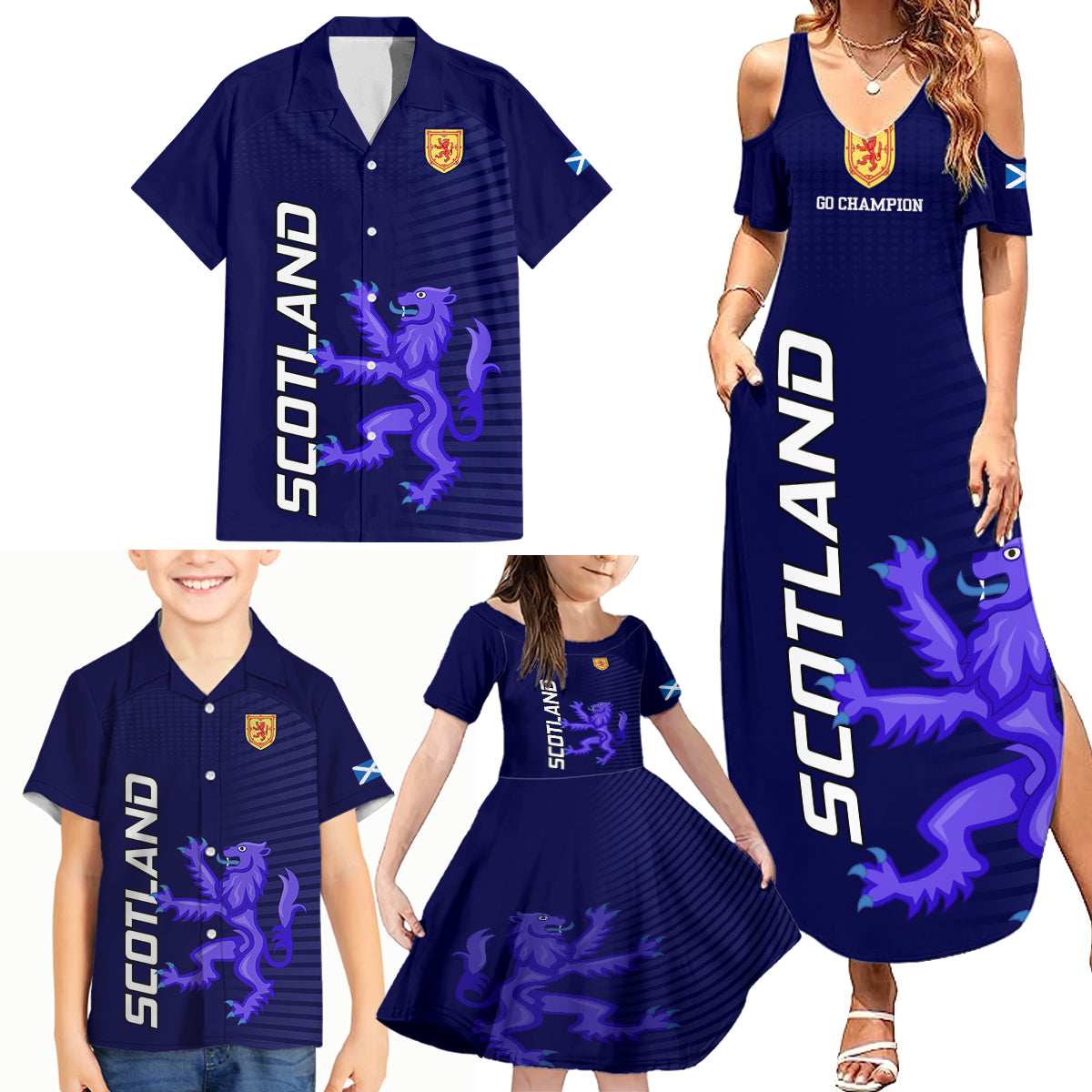 Scotland Rugby Family Matching Summer Maxi Dress and Hawaiian Shirt Go Scottish World Cup Sporty Style - Wonder Print Shop