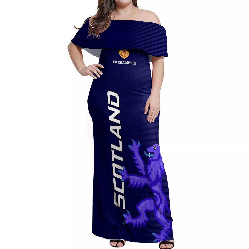 Scotland Rugby Off Shoulder Maxi Dress Go Scottish World Cup Sporty Style - Wonder Print Shop