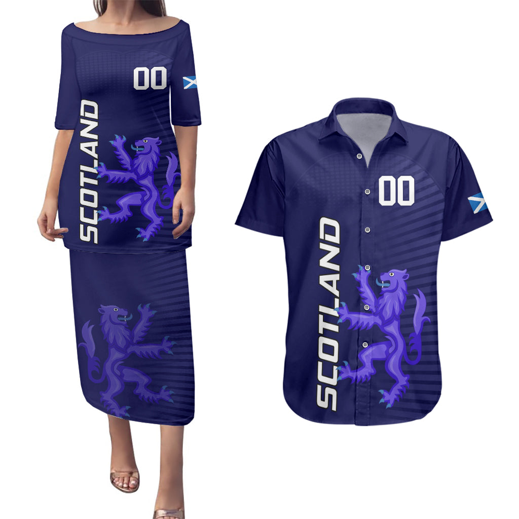 Custom Scotland Rugby Couples Matching Puletasi Dress and Hawaiian Shirt Go Scottish World Cup Sporty Style LT9 - Wonder Print Shop