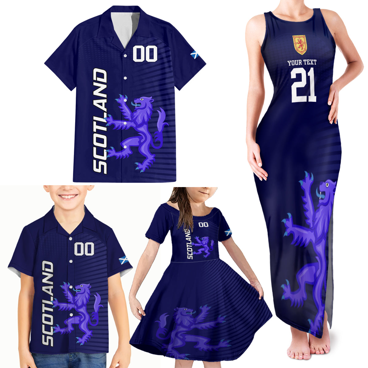 Custom Scotland Rugby Family Matching Tank Maxi Dress and Hawaiian Shirt Go Scottish World Cup Sporty Style - Wonder Print Shop