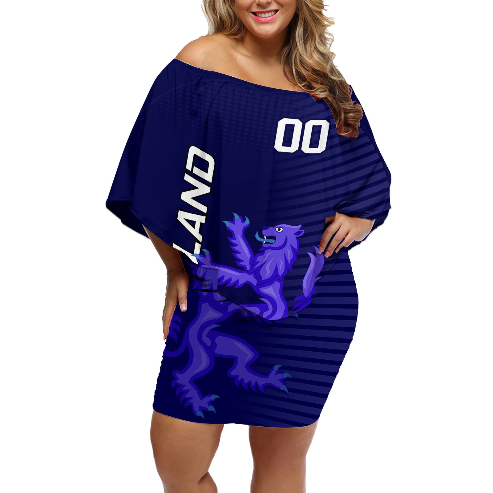 Custom Scotland Rugby Off Shoulder Short Dress Go Scottish World Cup Sporty Style - Wonder Print Shop