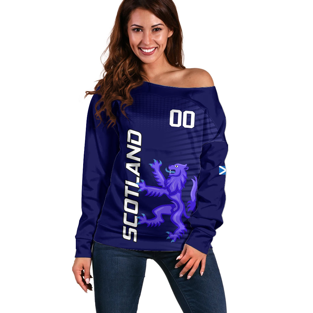 Custom Scotland Rugby Off Shoulder Sweater Go Scottish World Cup Sporty Style - Wonder Print Shop