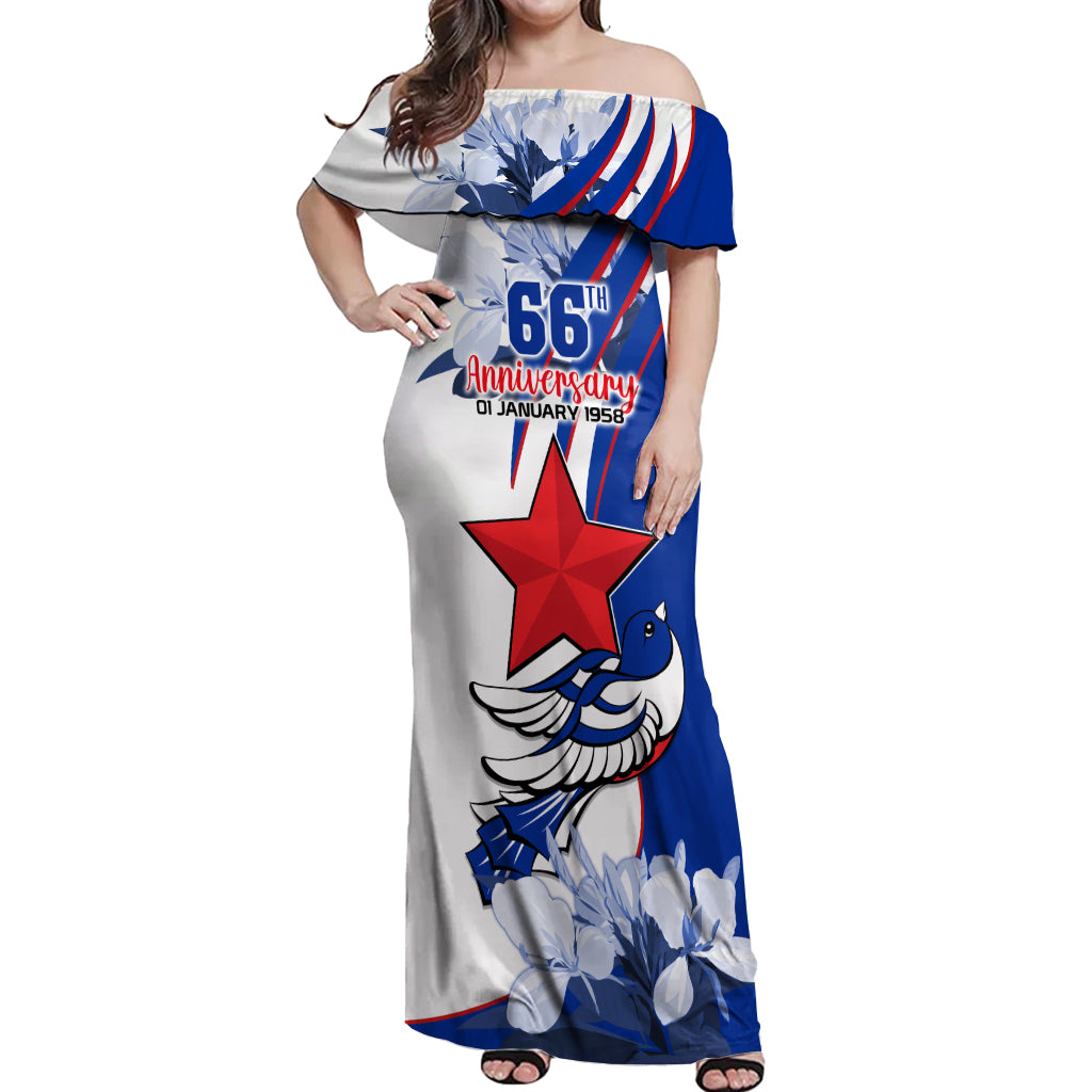 Cuba Triumph of the Revolution Personalized Off Shoulder Maxi Dress Freedom And Liberty - Wonder Print Shop