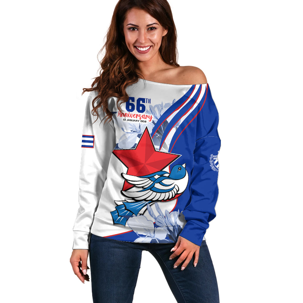 Cuba Triumph of the Revolution Personalized Off Shoulder Sweater Freedom And Liberty - Wonder Print Shop