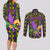 Mardi Gras Glitter Mask with Fleur-de-lis Couples Matching Long Sleeve Bodycon Dress and Long Sleeve Button Shirt LT9 - Wonder Print Shop